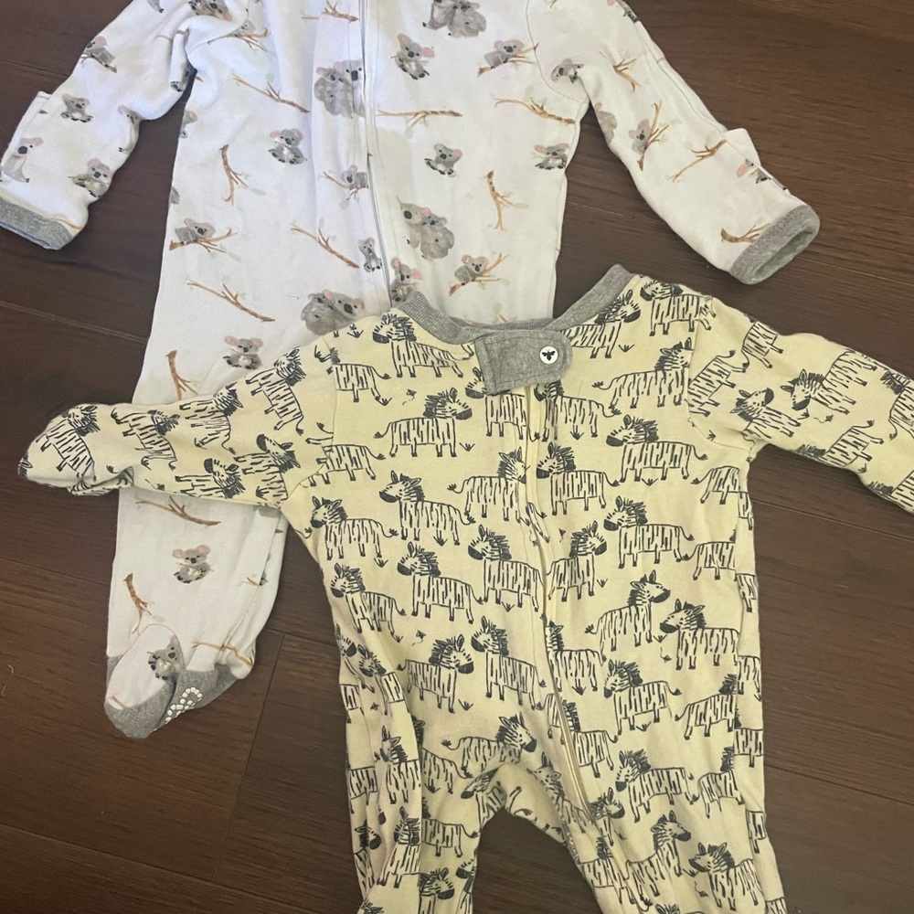 2 Burt's bees cotton footie pajamas